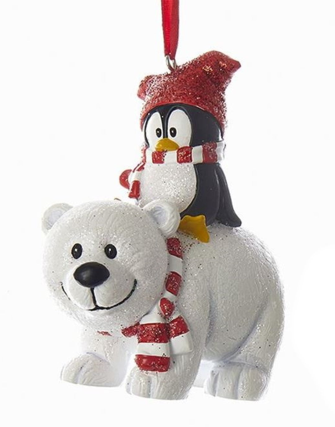 Polar Bear With Penguin Ornament - Fishing