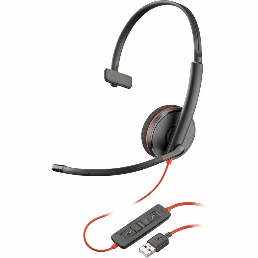 Poly Blackwire 3210 Monaural USB-A Headset (Bulk Qty.50) - Mono - USB Type A - Wired - 32