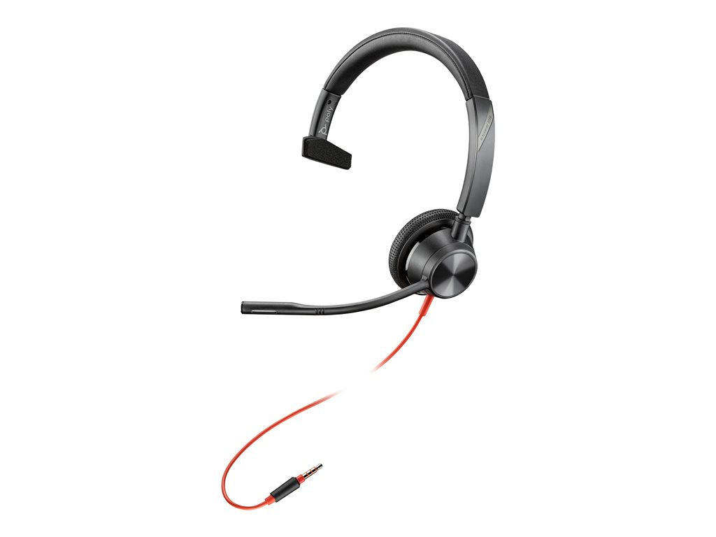 Poly Blackwire 3315 - Headset - on-ear - wired - 3.5 mm jack - black - Optimized for UC