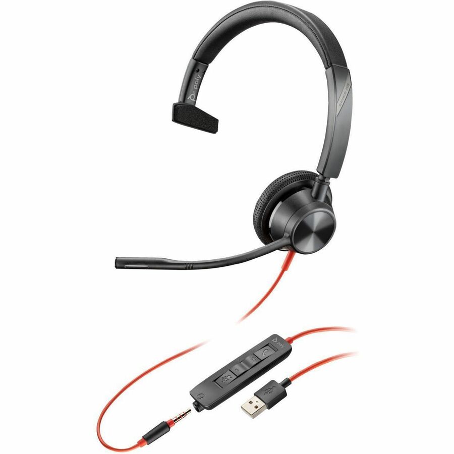 Poly Blackwire 3315 USB-A Headset TAA - Mono - Mini-phone (3.5mm) USB Type A - Wired - 32