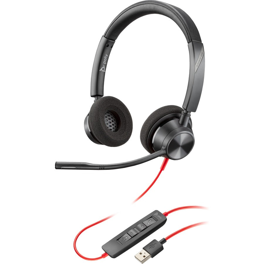 Poly Blackwire 3320 USB-A Headset - Stereo - USB Type A, Mini-phone (3.5mm) - Wired - 20