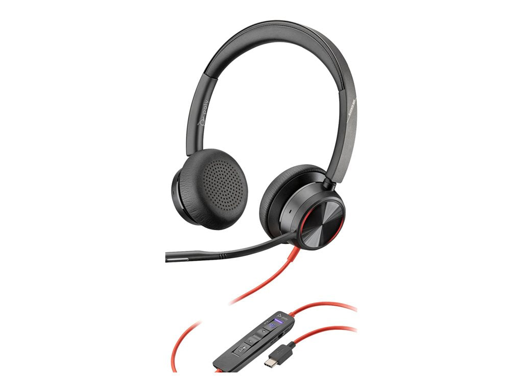 Poly Blackwire 8225-M - Blackwire 8200 series - headset - on-ear - wired - active noise canceling - USB-C - black - TAA Compliant 7E2K8AA#ABA