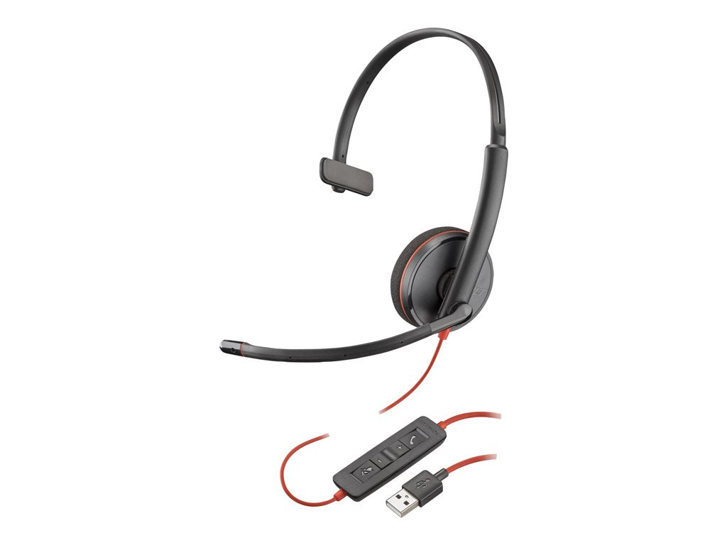 Poly Blackwire C3210 - Blackwire 3200 Series - headset - on-ear - wired - USB-A - black - Skype Certified, Cisco Jabber