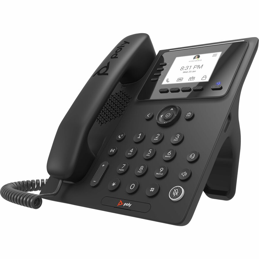 Poly CCX 350 IP Phone - Corded - Corded - Desktop Wall Mountable - Black - VoIP - 2 x Netw