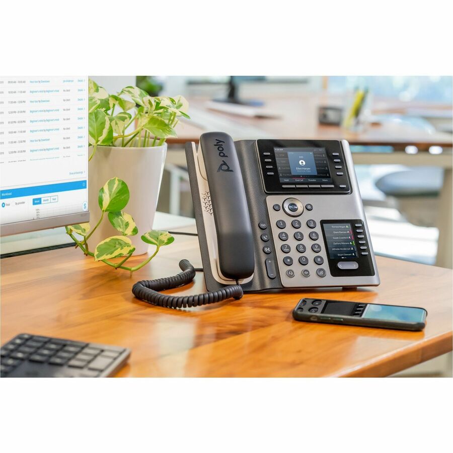 Poly E450 IP Phone - Corded - Corded - Desktop - Black - VoIP - 2 x Network (RJ-45) - PoE