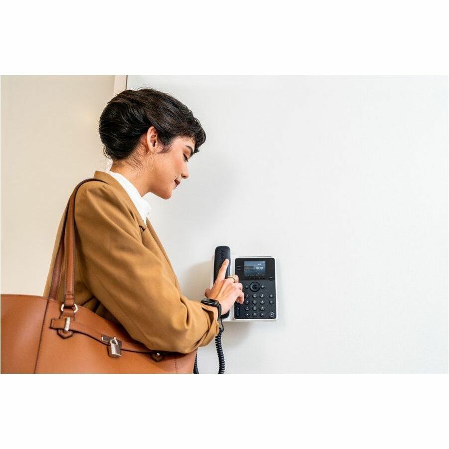Poly Edge E100 IP Phone - Corded - Corded - Desktop Wall Mountable - Black - VoIP - 2 x Ne