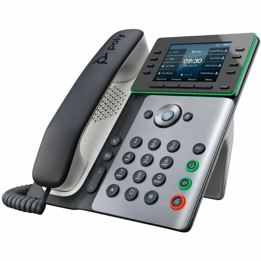 Poly Edge E500 IP Phone - Corded - Corded - Desktop - Black - TAA Compliant - VoIP - 2 x