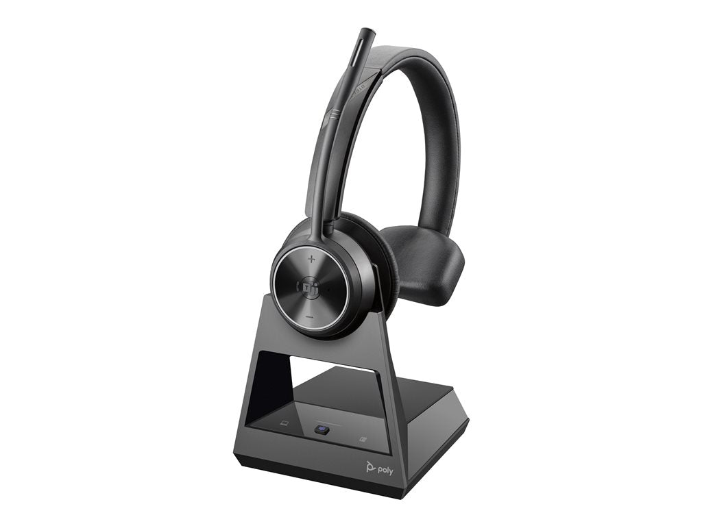 Poly Savi 7310 UC - Savi 7300 series - headset - on-ear - DECT - wireless - USB-A via DECT adapter - black - Certified for Microsoft 8L585AA#ABA
