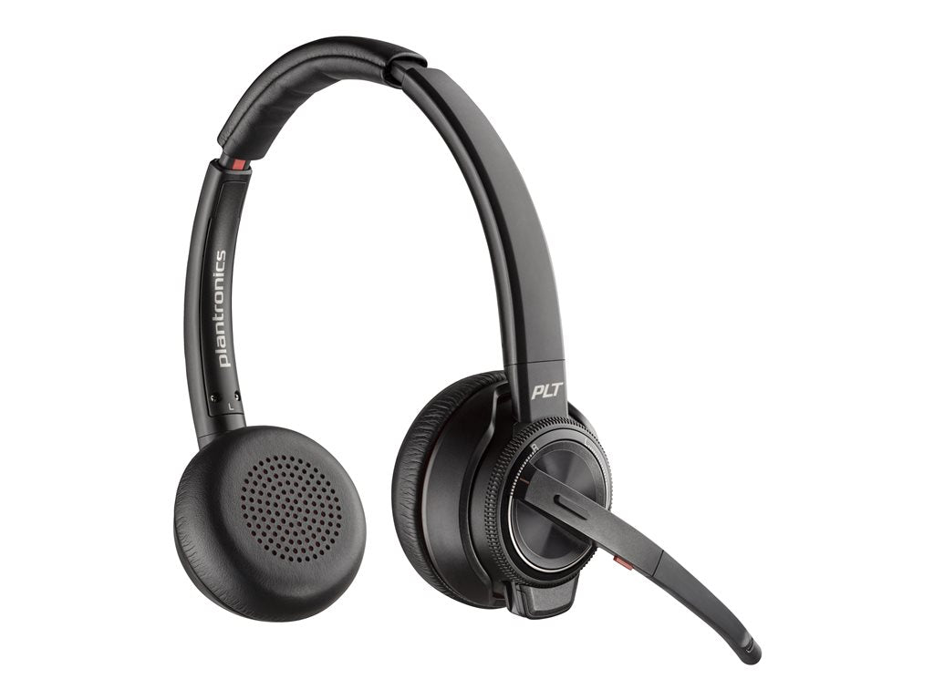 Poly Savi 8220 Office - Savi 8200 series - headset - on-ear - DECT - wireless - active noise canceling - black - TAA Compliant 7S4B5AA#ABA