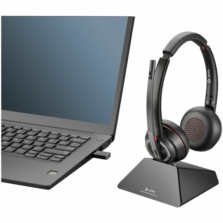 Poly Savi 8220 UC DECT USB-A Headset - Stereo - True Wireless - Bluetooth/DECT - 450 ft -