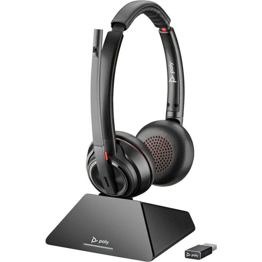 Poly Savi 8220 UC Microsoft Teams Certified DECT 1920-1930 MHz USB-A Headset - Stereo - Wi