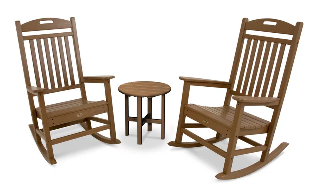 Polywood Yacht Club 3 Piece Rocker Set Weatherproof Table