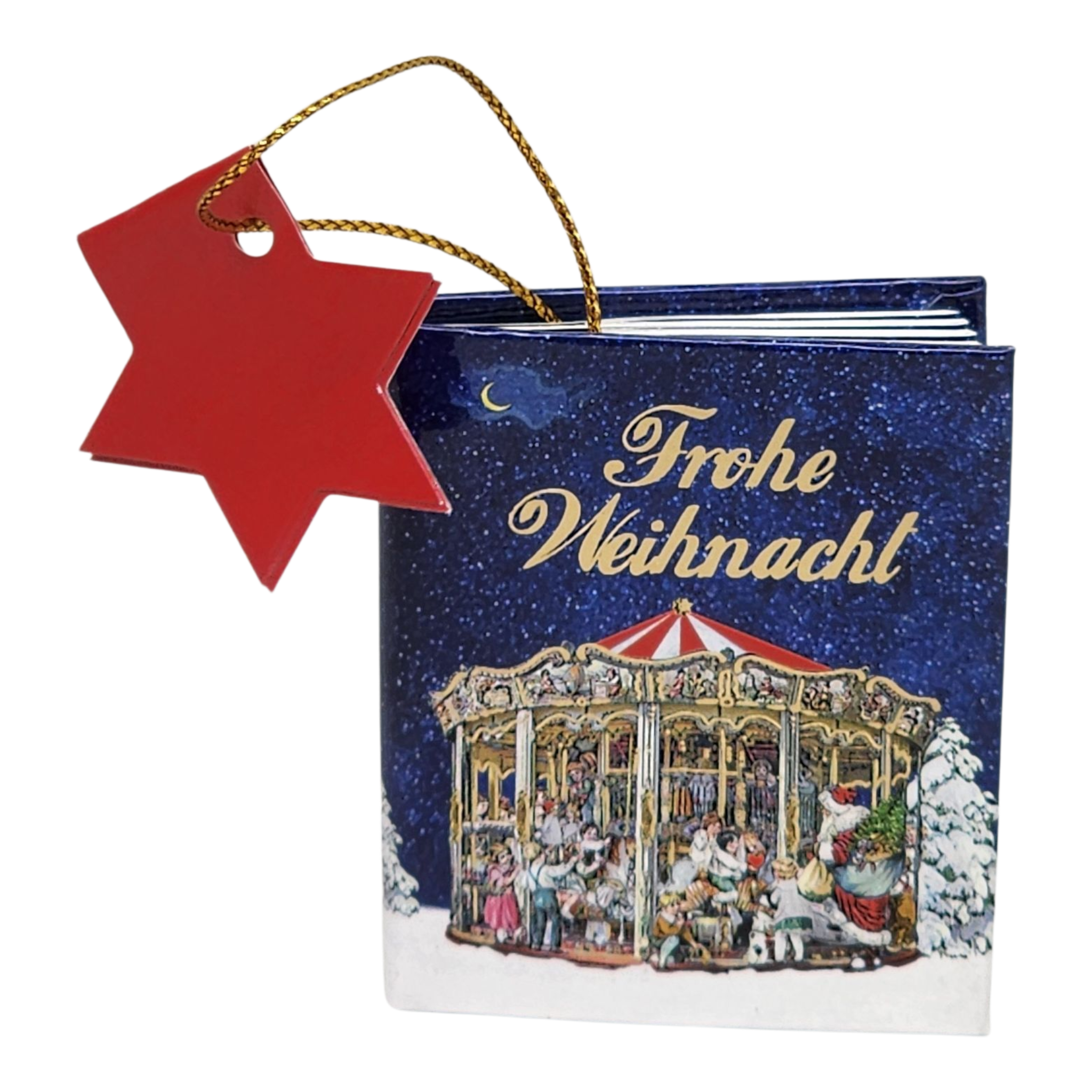 Popup Mini Book German Ornament - Frohe Weihnacht Carousel