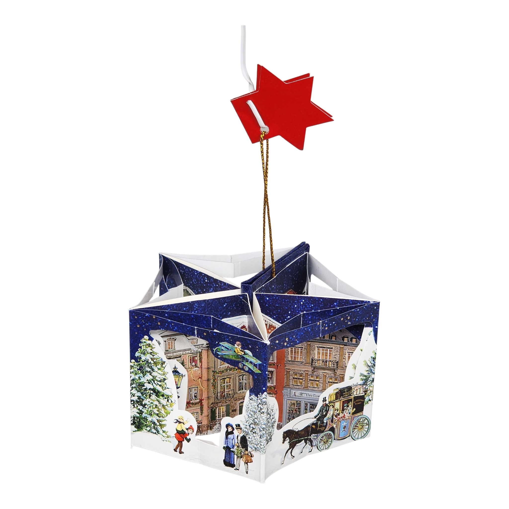 Popup Mini Book German Ornament - Frohes Weihnacht Cityscape