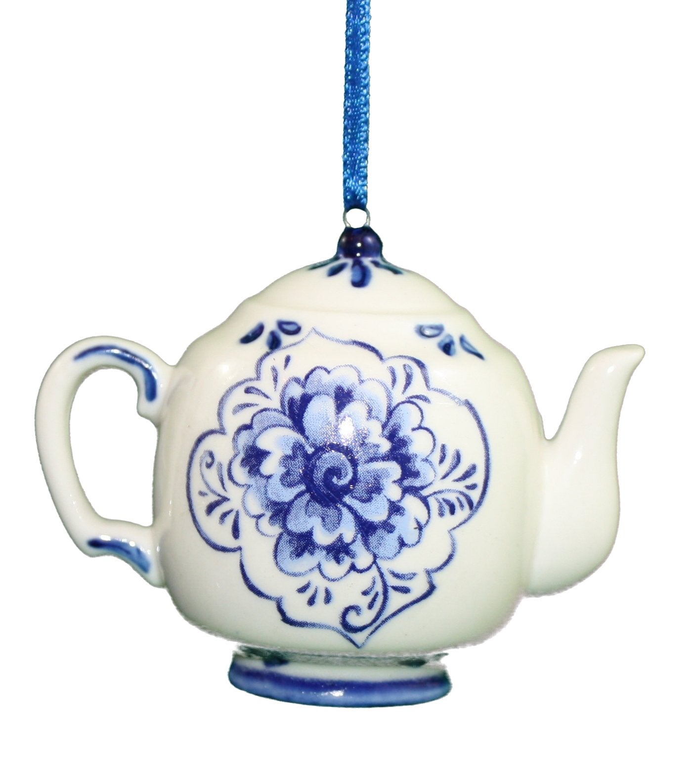 Porcelain Blue Teapot Ornament - Medium
