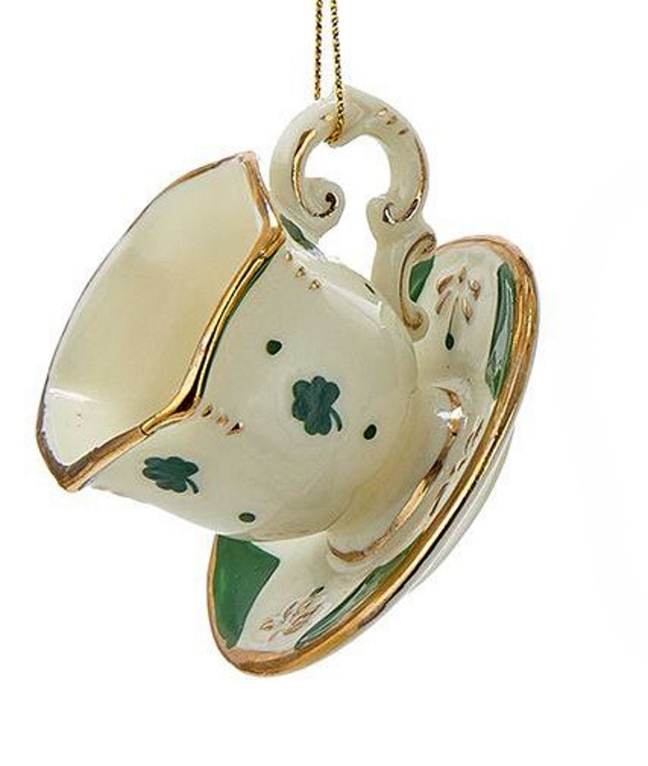 Porcelain Irish Tea Ornament - Teacup Shamrock