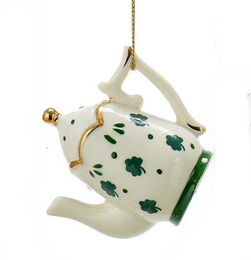 Porcelain Irish Tea Ornament - Teapot Gold Lid