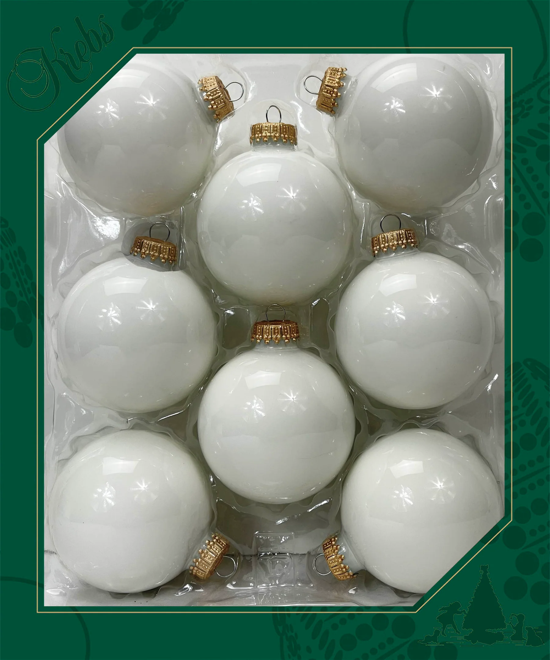 Porcelain White 2 5/8" (67mm) Glass Ball - 8 Piece Set