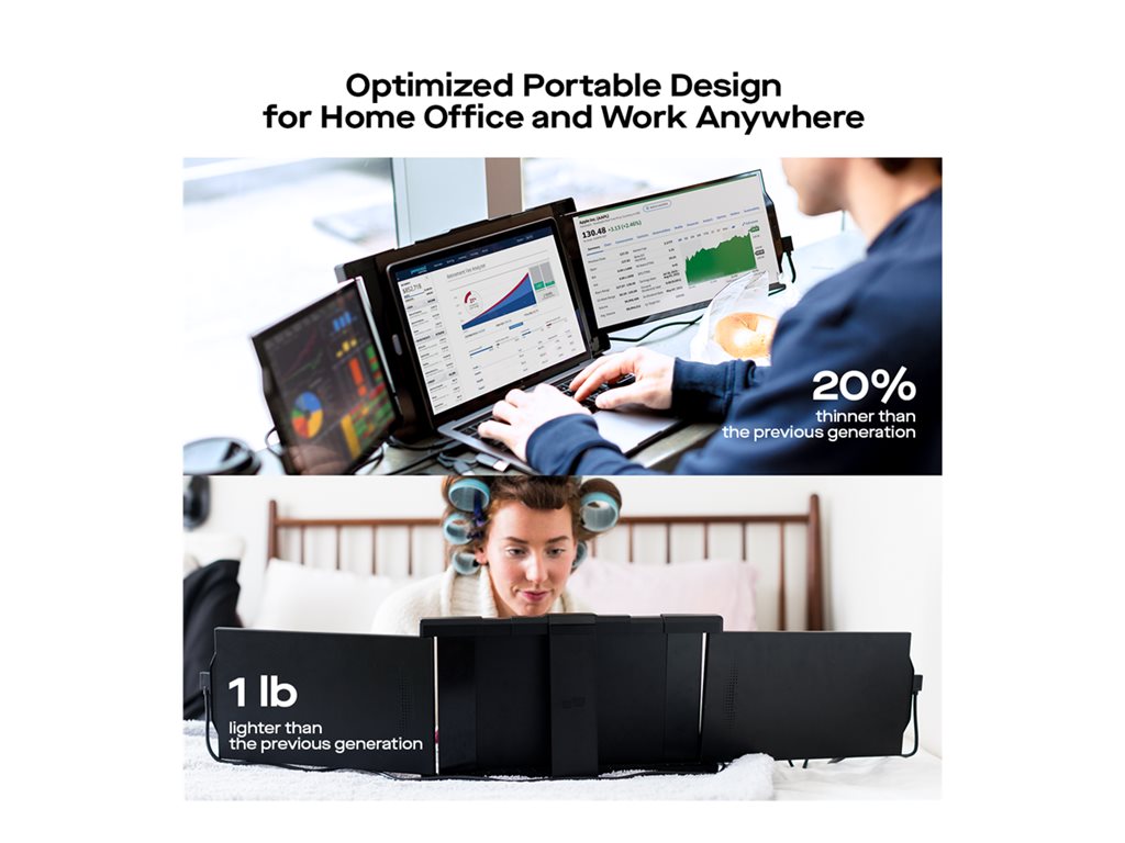 Portable Monitor - Triple Screen Laptop Extender | Mobile Pixels 101-1003P04