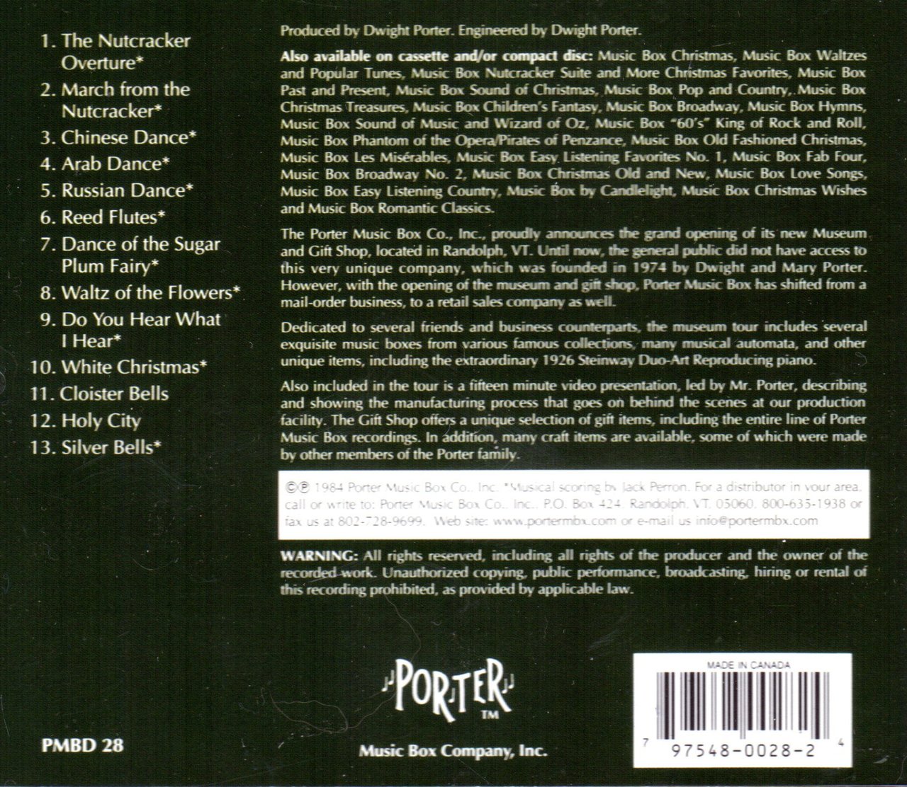 Porter Music Box Nutcracker Suite CD