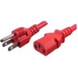 Power Cord 5-15P To C13 15Amp Red 1Ft