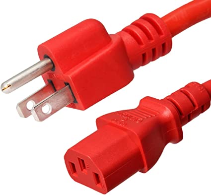 Power Cord 5-15P To C13 15Amp Red 3Ft