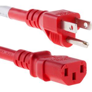 Power Cord 5-15P To C13 15Amp Red 6Ft