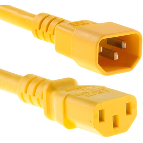 Power Cord C13 - C14, 18Awg, 10Amp, 250V, Svt Jacket, Yellow, 1Ft, Iec C13 To Ie