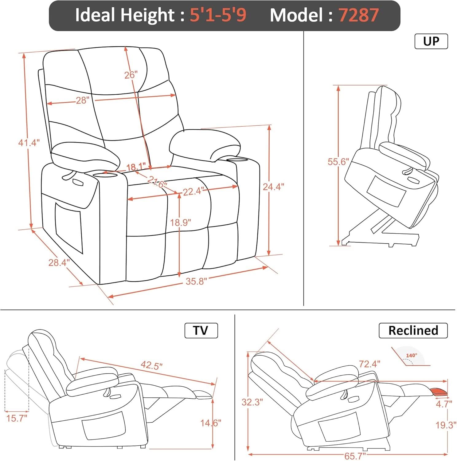 Power Lift Recliner Chair With Extended Footrest Light Grey
