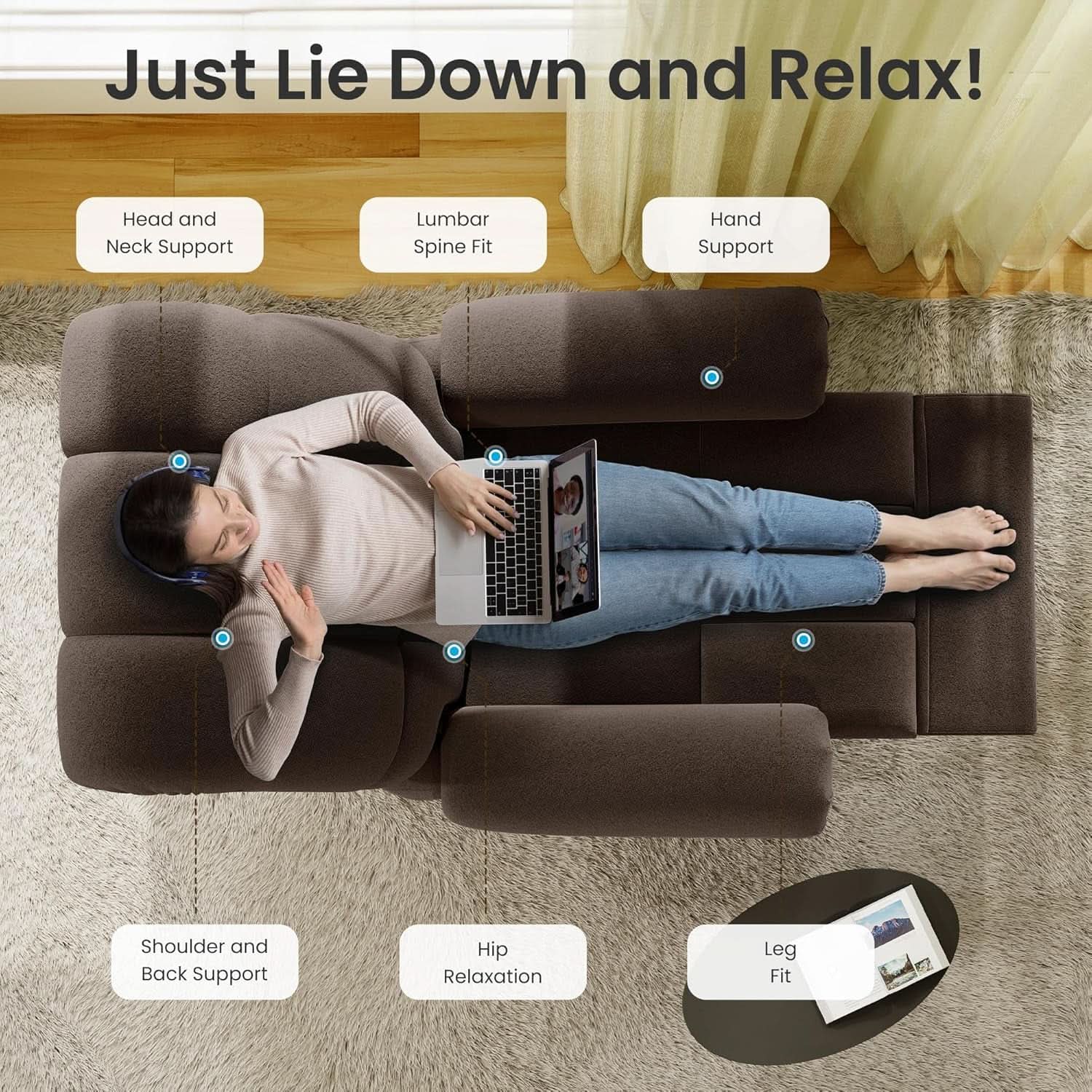 Power Recliner Chair for Adults in Coffee Color With USB Port and Toolless Assembly