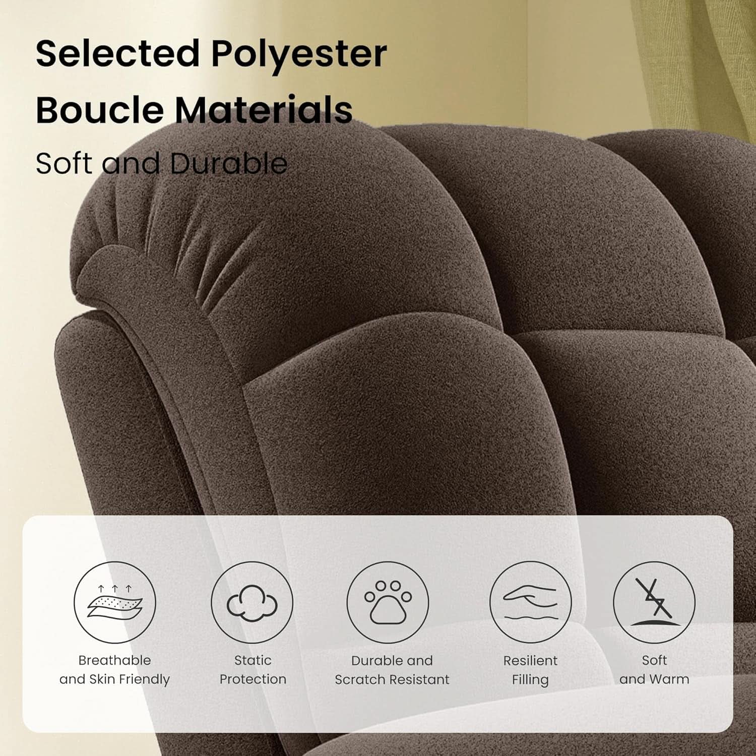 Power Recliner Chair for Adults in Coffee Color With USB Port and Toolless Assembly