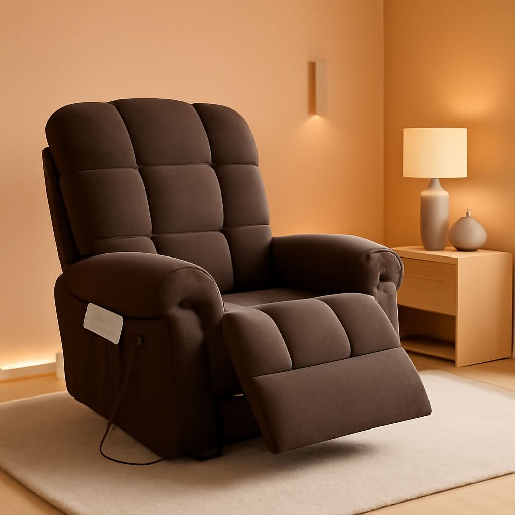 Power Recliner Chair for Adults in Coffee Color With USB Port and Toolless Assembly