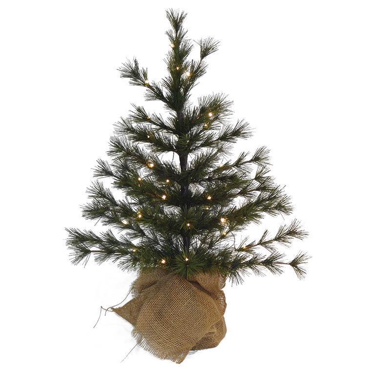 Pre-lit Bristle Pine Tree in Burlap Base - 24 inch