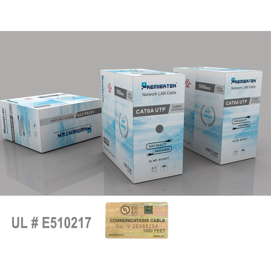 Premiertek CAT6A 1000FT Copper Blue UL-CMR-CAT6A-BL