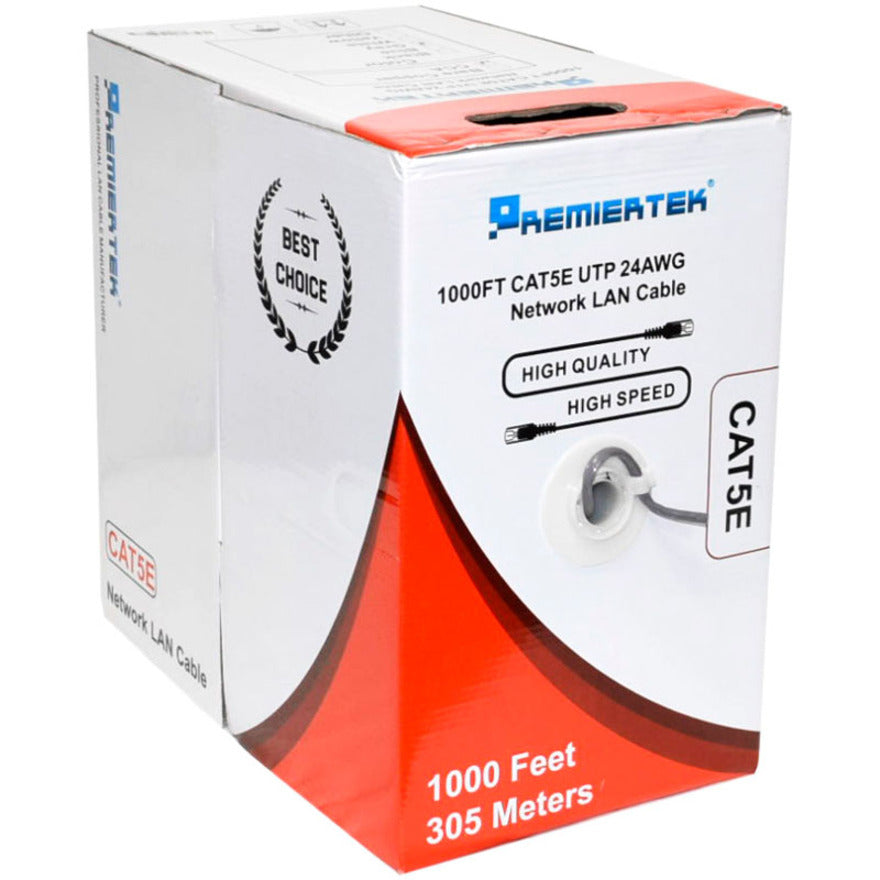 Premiertek Cat5e Bulk Cable 1000ft (Gray) CAT5E-1KFT-GY