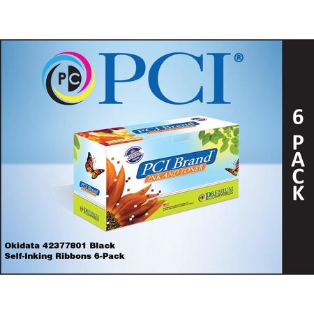 Premium Compatibles 42377801PC MICR Ribbon - Alternative for Okidata 4, 237, 780, 142, 377, 800 - Black - 6 / Pack
