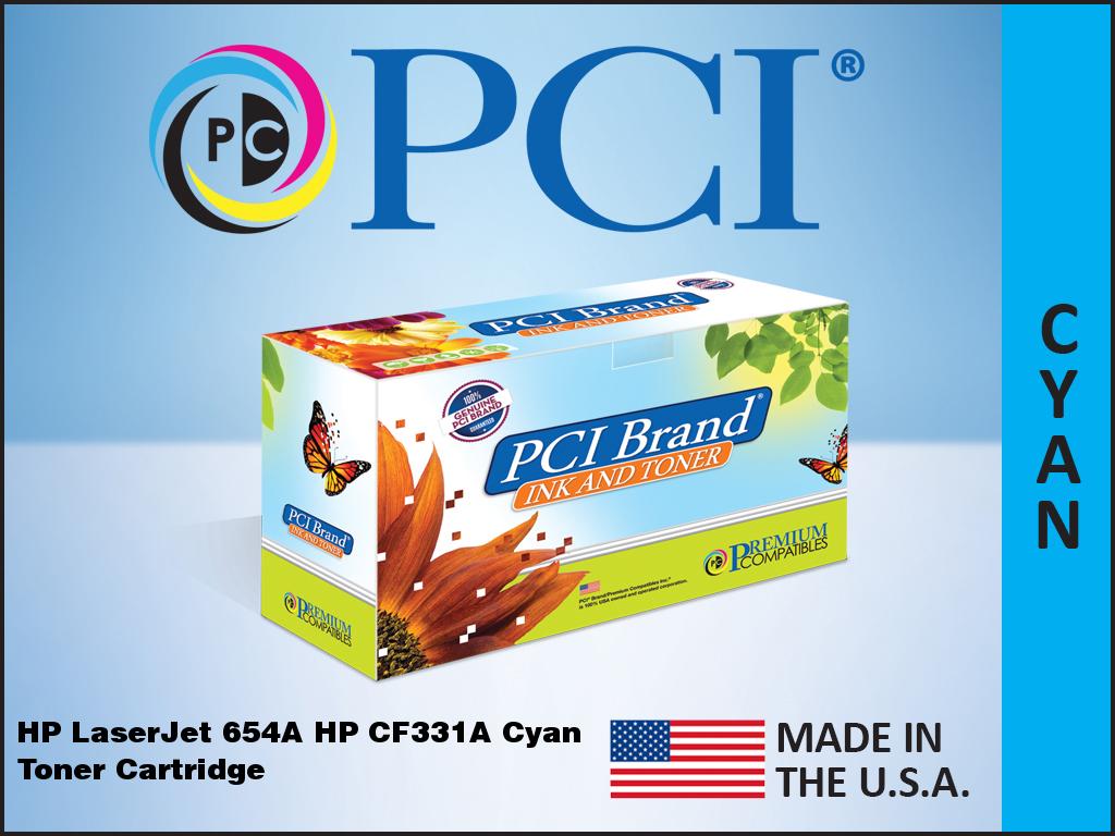 Premium Compatibles CF331A-PCI Remanufactured Laser Toner Cartridge - Alternative for HP 654A, CF331A, CF331AC - Cyan - 1 / Pack