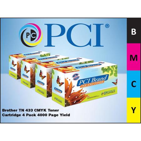 Premium Compatibles TN-433CMYK-PCI Laser Toner Cartridge - Value Pack - Alternative for Brother TN-433CYMK, TN433CYMK, TN-433CYMK, TN433CYMK, TN433BK, TN-433BK, TN433BK, TN-433BK, TN-433C, TN433C, TN-433C, ... - Black, Magenta, Cyan, Yellow - 4 / Pack