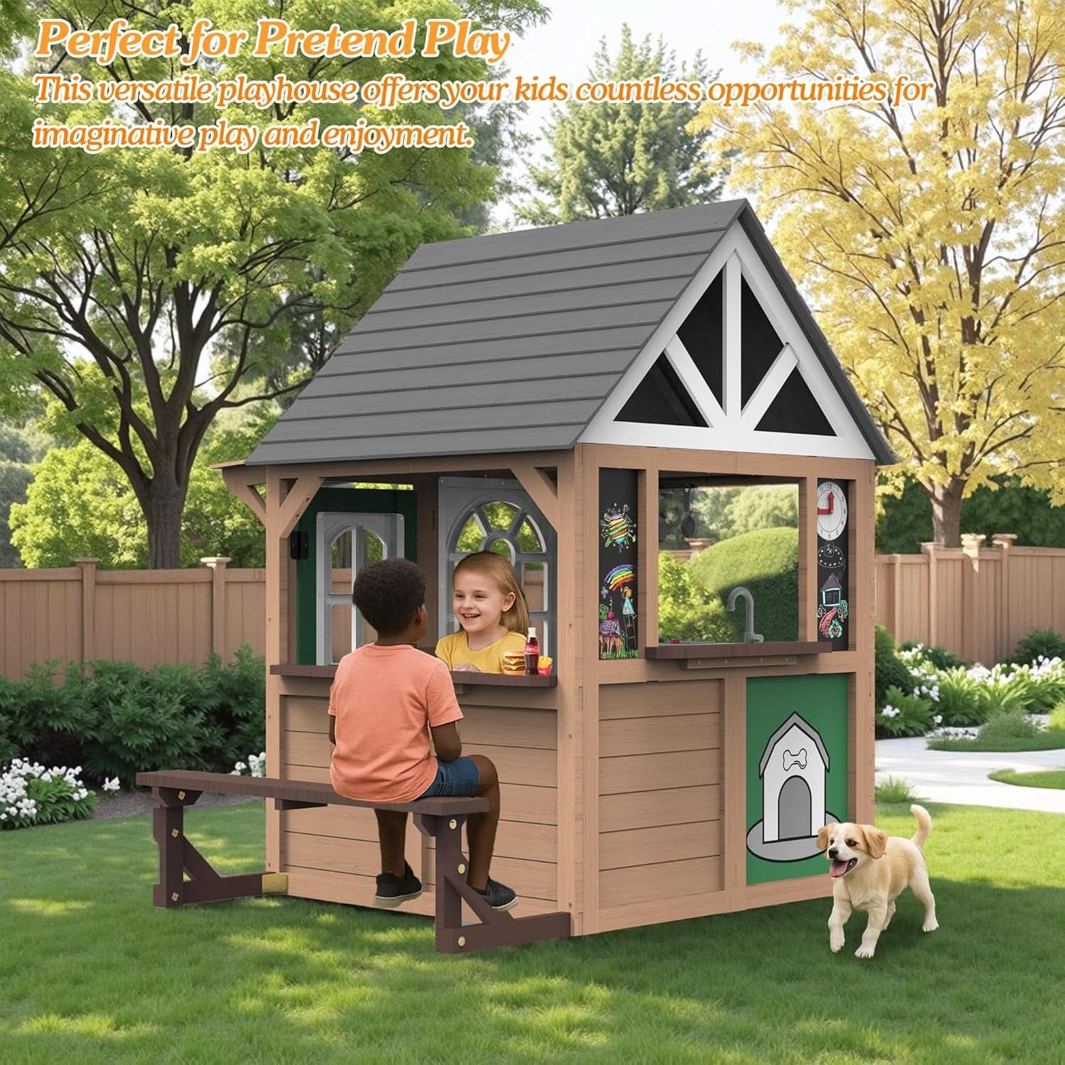 Premium Large Fir Wood Outdoor Playhouse DutchDoor