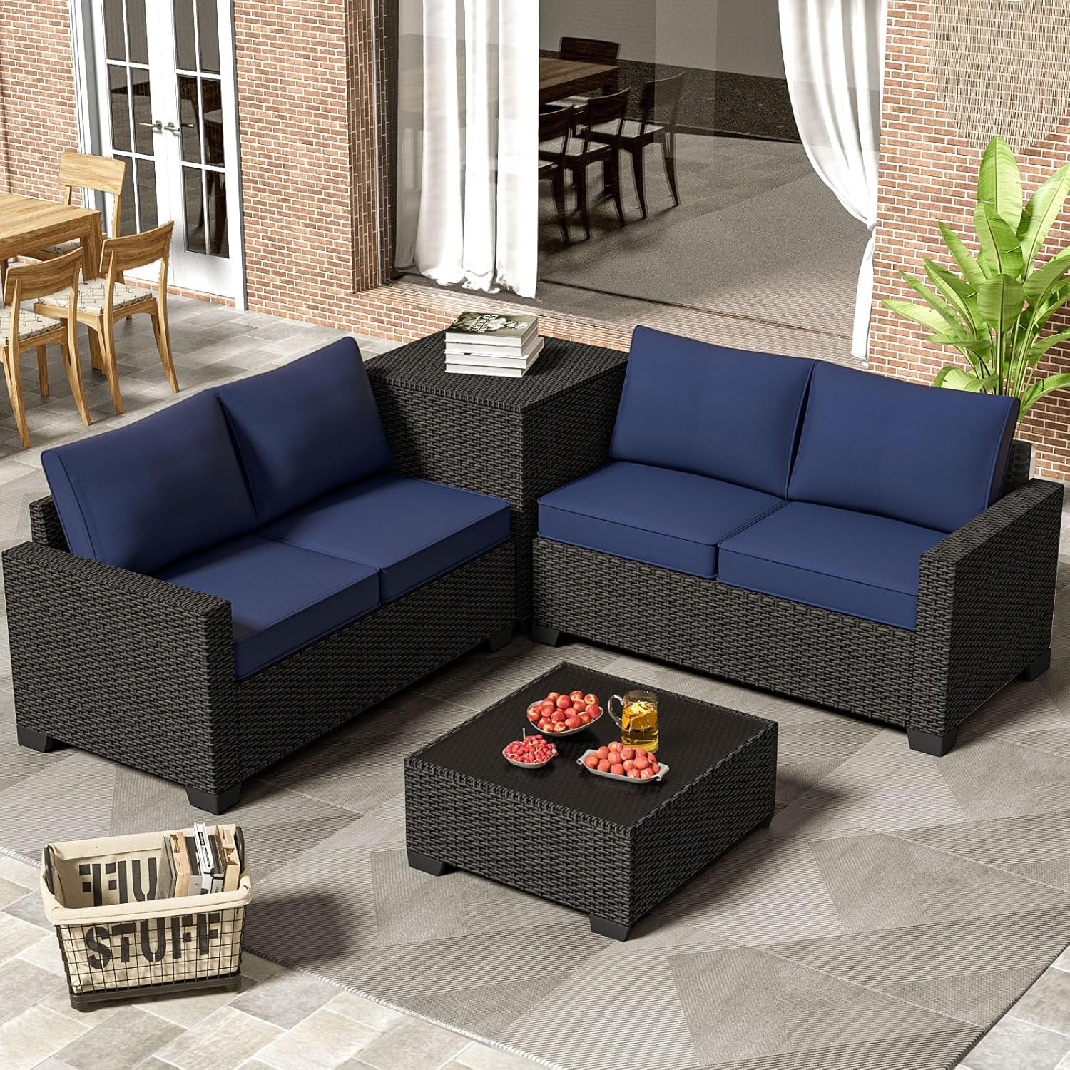 Premium Rattan Outdoor Furniture Set with Storage Solutions