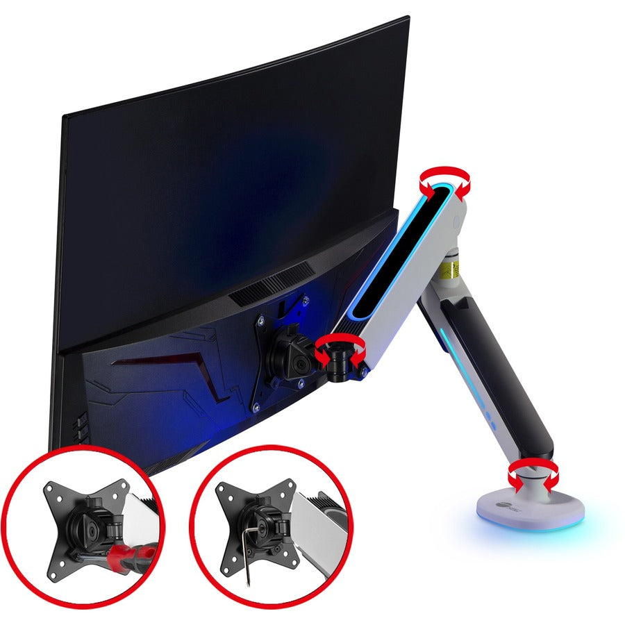 Premium Single Monitor Arm Desk Mount With Gaming Rgb Lighting