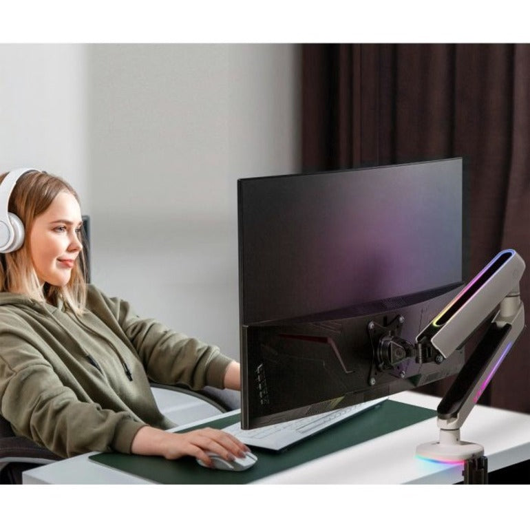 Premium Single Monitor Arm Desk Mount With Gaming Rgb Lighting