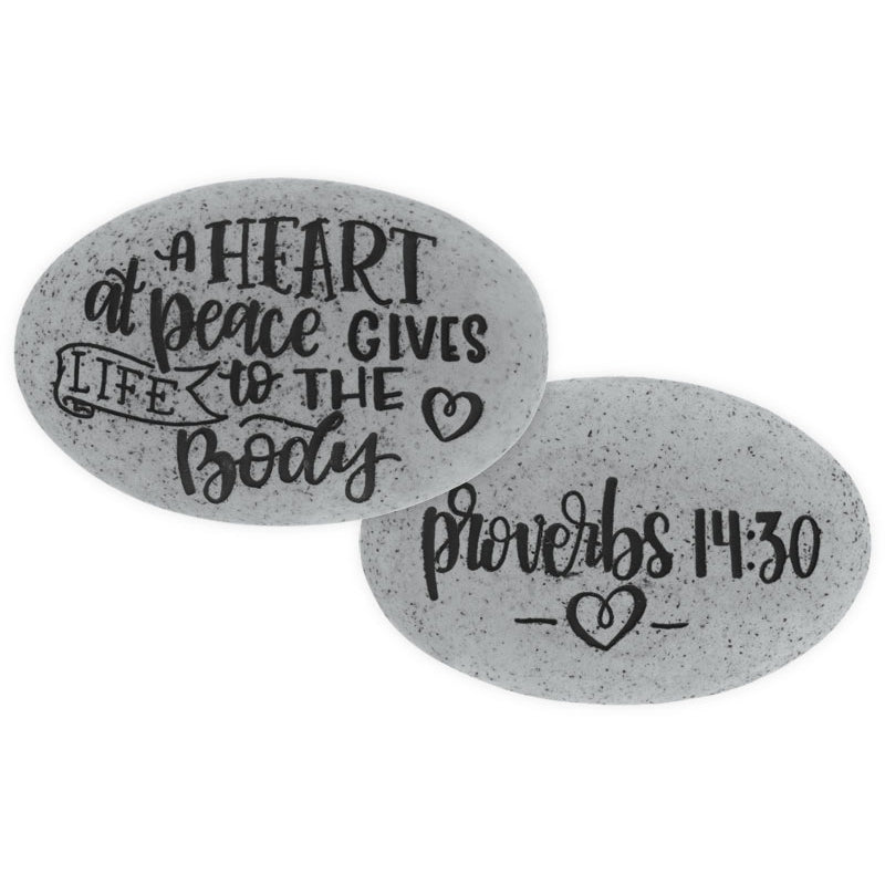 Proverb Stone - A Heart at Peace Gives Life to the Body