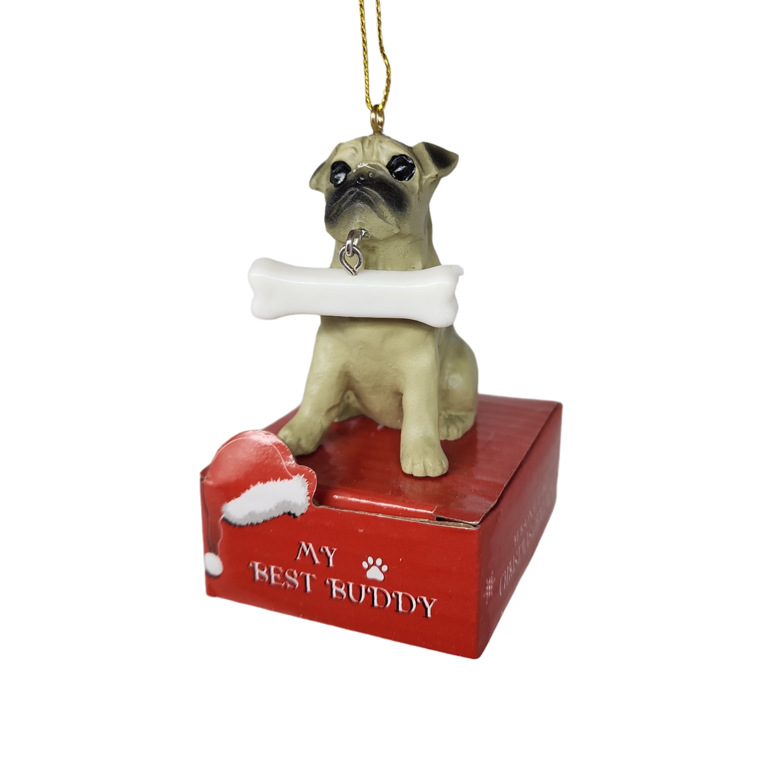 Pug with Bone Ornament