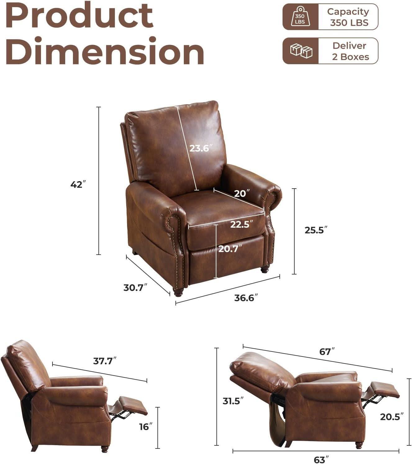 Pushback Recliner With Massage And Heating Light Brown
