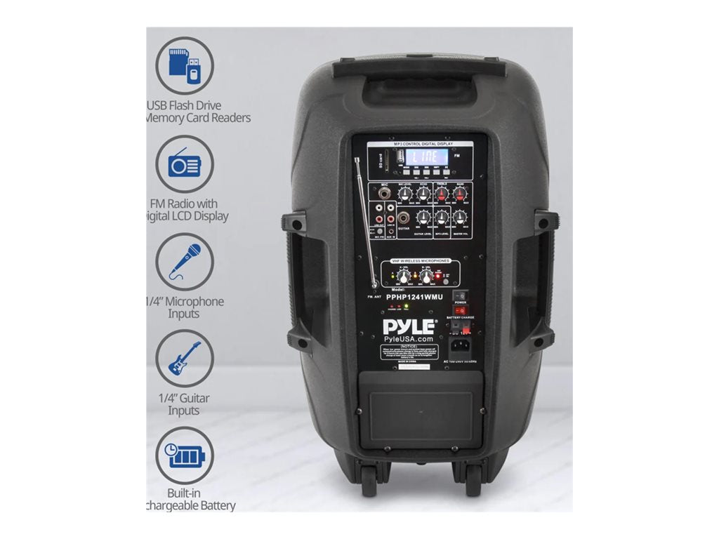 Pyle TDSourcing PPHP1241WMU - Speaker - for PA system - wireless - Bluetooth - 2-way