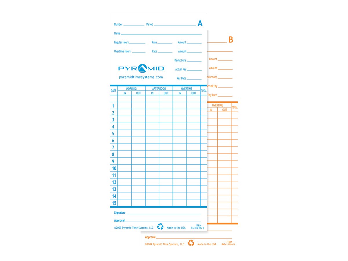 Pyramid - Time card - month to sheet - (pack of 100) - for Pyramid 2600 Auto-Aligning, 2650