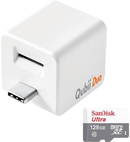 Qubii Duo USB-C (White) +128GB microSD C