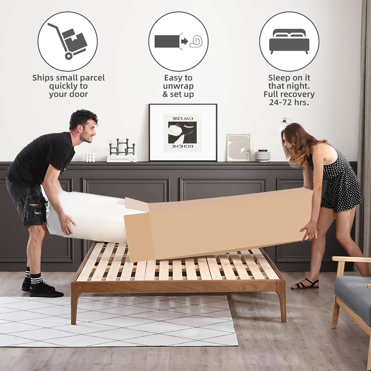 Queen 12 Inch Hybrid Memory Foam Mattress Certipur US