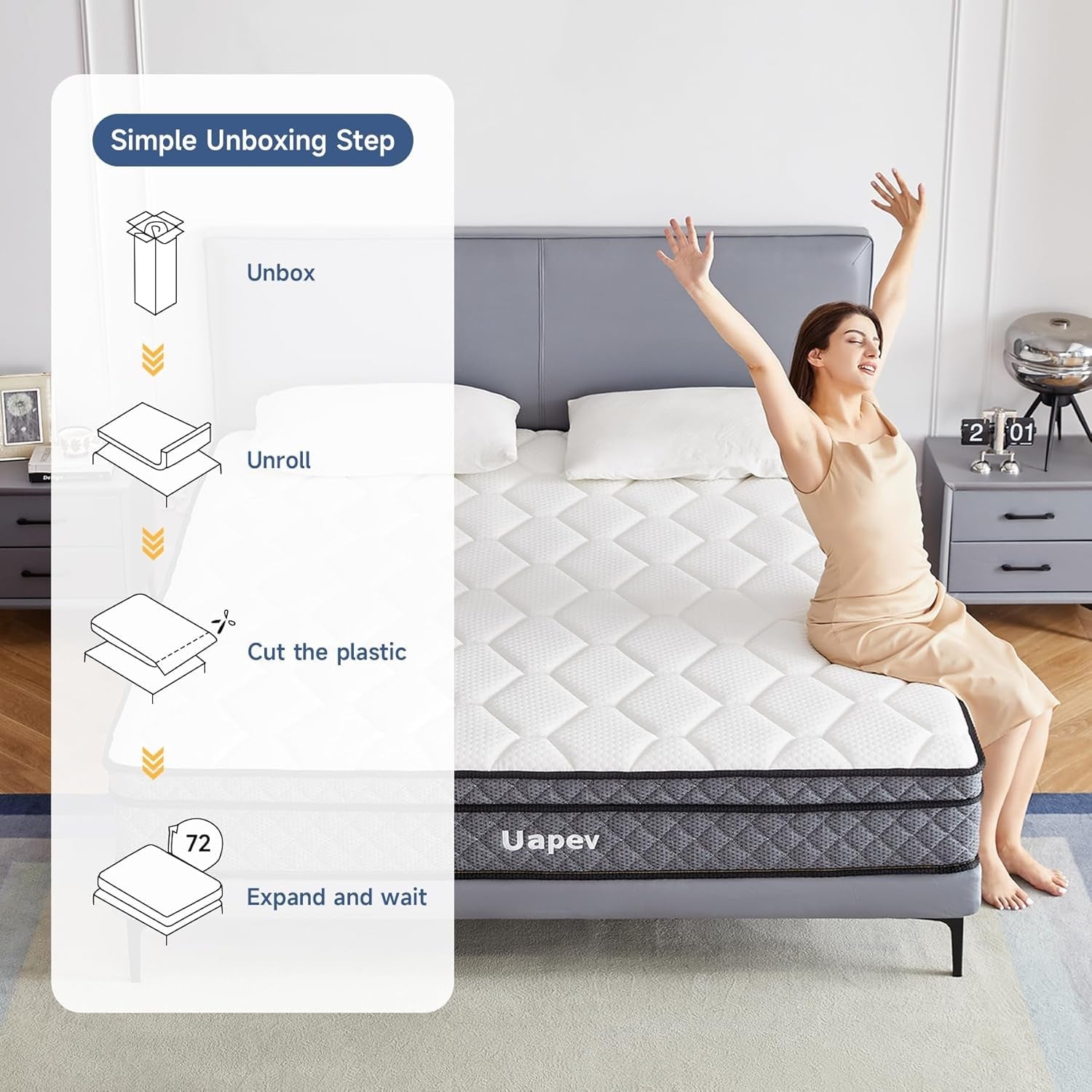 Queen 12Inch Memory Foam Hybrid Mattress Isolation